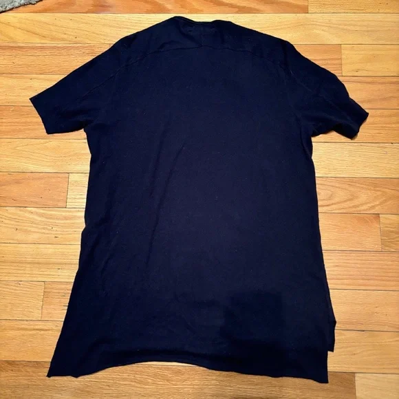 Ziggy Chen 2013 Archive Knotted Pleated Navy Blue Crew Neck T-Shirt Size Large L Shirts